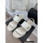 Chanel Gold Heel 3cm Patent Goatskin Sandals White 2023