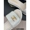 Chanel Gold Heel 3cm Patent Goatskin Mules White 2023