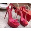 Christian Louboutin Heel 15cm Platform 5cm Ankle Strap Sandals Patent Fuchsia