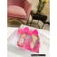 Jimmy Choo Heel 8.5cm/10cm Aveline Sandals Satin Fuchsia with Asymmetric Grosgrain Mesh Fascinator Bows 2023