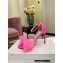 Jimmy Choo Heel 8.5cm/10cm Aveline Sandals Satin Fuchsia with Asymmetric Grosgrain Mesh Fascinator Bows 2023