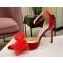 Jimmy Choo Heel 8.5cm/10cm Averly Pumps Satin Red with Asymmetric Grosgrain Mesh Fascinator Bows 2023
