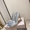 Jimmy Choo Heel 10.5cm/8.5cm/7.5cm Crystal Covered Pointy Toe Pumps/Flats/Mules Silver 2023