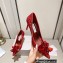Jimmy Choo Heel 10.5cm/8.5cm/7.5cm Crystal Covered Pointy Toe Pumps/Flats/Mules Red 2023