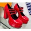 Louis Vuitton Heel 11.5cm Platform 4.5cm Fame Pumps Glazed calf leather Red 2023