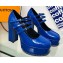 Louis Vuitton Heel 11.5cm Platform 4.5cm Fame Pumps Glazed calf leather Blue 2023