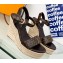 Louis Vuitton Heel 10cm Wedge 6cm Starboard Sandals in Patent Monogram canvas Coffee 2023