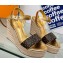 Louis Vuitton Heel 10cm Wedge 6cm Starboard Sandals in Patent Monogram canvas Gold 2023