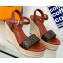 Louis Vuitton Heel 10cm Wedge 6cm Starboard Sandals in Patent Monogram canvas Brown 2023