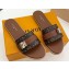 Louis Vuitton Studs Lock It Flat Mules with Strap and Lock Brown 2023