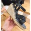 Prada Heel 8cm Nappa Leather Espadrilles Wedge Sandals Black 2023