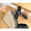 Prada Heel 8cm Nappa Leather Espadrilles Wedge Sandals Black 2023