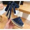 Prada Heel 8cm Espadrilles Wedge Sandals Fabric Dark Blue 2023