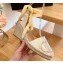 Prada Heel 8cm Espadrilles Wedge Sandals Leather Gold 2023