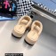 Prada Soft padded nappa leather thong wedge sandals Beige 2023