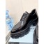 Prada Monolith pointy brushed leather Lace-up loafers Black 2023