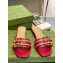 Gucci leather Slide Sandals Red With Bamboo Buckle 2023