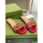 Gucci leather Slide Sandals Red With Bamboo Buckle 2023