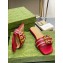 Gucci leather Slide Sandals Red With Bamboo Buckle 2023