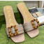 Gucci leather Slide Sandals Nude With Bamboo Buckle 2023