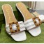 Gucci leather Slide Sandals White With Bamboo Buckle 2023