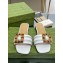 Gucci leather Slide Sandals White With Bamboo Buckle 2023