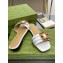 Gucci leather Slide Sandals White With Bamboo Buckle 2023