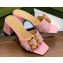 Gucci leather Heel 6.5cm Slide Sandals Pink With Bamboo Buckle 2023