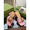 Gucci leather Heel 6.5cm Slide Sandals Pink With Bamboo Buckle 2023