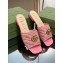 Gucci GG embroidered Slide Sandals Canvas Pink With Double G 2023