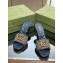 Gucci Heel 7.5cm GG embroidered Slide Sandals Canvas Dark Blue With Double G 2023