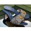 Gucci Heel 7.5cm GG embroidered Slide Sandals Canvas Dark Blue With Double G 2023