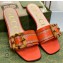 Gucci leather Slide Sandals Orange With Bamboo Buckle 2023