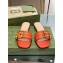 Gucci leather Slide Sandals Orange With Bamboo Buckle 2023