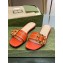 Gucci leather Slide Sandals Orange With Bamboo Buckle 2023