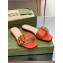 Gucci leather Slide Sandals Orange With Bamboo Buckle 2023
