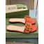 Gucci leather Slide Sandals Orange With Bamboo Buckle 2023