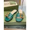 Gucci leather Slide Sandals Green With Bamboo Buckle 2023