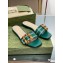 Gucci leather Slide Sandals Green With Bamboo Buckle 2023