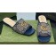 Gucci GG embroidered Slide Sandals Canvas Dark Blue With Double G 2023