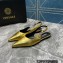 Versace Leather Safety Pin Slingback Flats Gold 2023