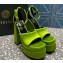 Versace Heel 15.5cm Satin Medusa Aevitas Platform Sandals Grass Green 2023