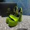 Versace Heel 15.5cm Satin Medusa Aevitas Platform Sandals Grass Green 2023