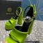 Versace Heel 15.5cm Satin Medusa Aevitas Platform Sandals Grass Green 2023
