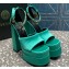 Versace Heel 15.5cm Satin Medusa Aevitas Platform Sandals Green 2023