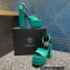 Versace Heel 15.5cm Satin Medusa Aevitas Platform Sandals Green 2023