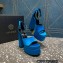 Versace Heel 15.5cm Satin Medusa Aevitas Platform Sandals Blue 2023