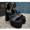 Versace Heel 15.5cm Satin Medusa Aevitas Platform Sandals Black 2023