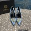 Versace Heel 9.5cm Brooch Baguette Pumps Satin Blue 2023