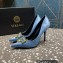 Versace Heel 9.5cm Brooch Baguette Pumps Satin Blue 2023